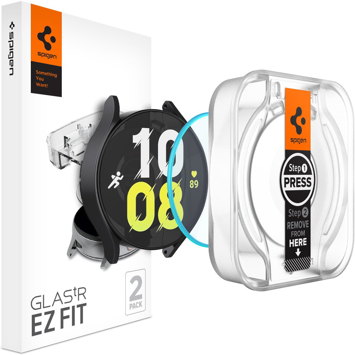 Szkło hartowane Spigen Glas.tr EZ Fit 2-Pack z ramką aplikacyjną dla Galaxy Watch 6 44mm